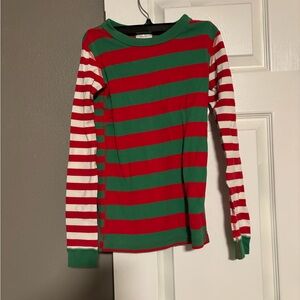 Hanna Andersson Red and Green Striped Long Sleeve Pajama Tee